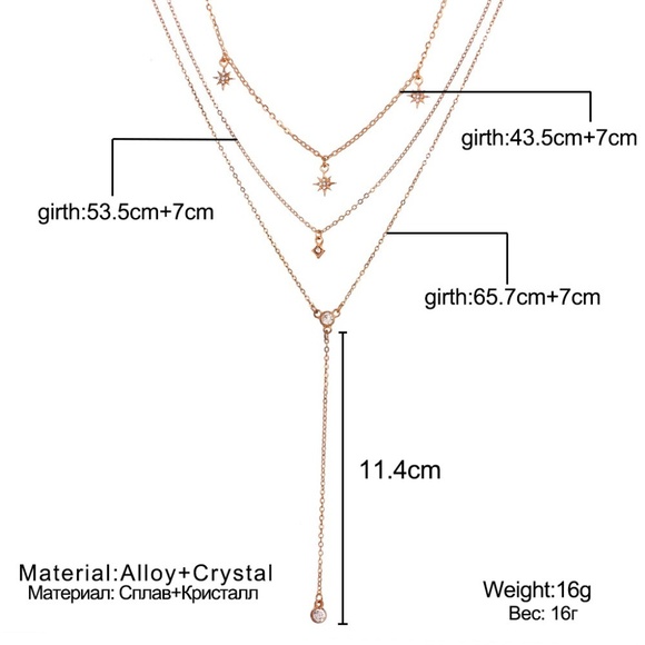 3/$30 Celestial Star Layered Drop Necklace Gold - Picture 4 of 8